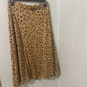 Chic Tan Leopard Print A-Line Skirt